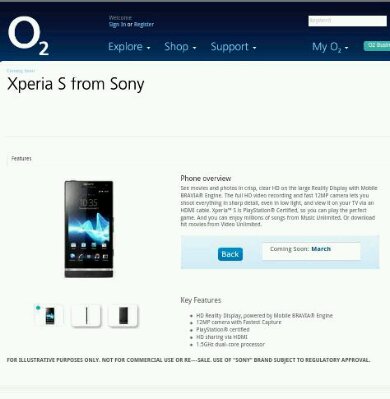 Confirmed, yes the Xperia S is coming to O2