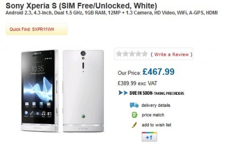 Handtec add the Xperia S to their site, pre orders are go