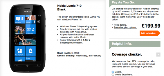 Nokia Lumia 710 Now On Three