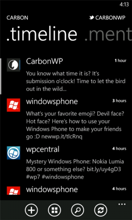 Carbon Twitter client released for Windows Phone