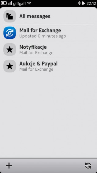 Nokia N9 screenshot   email app main screen