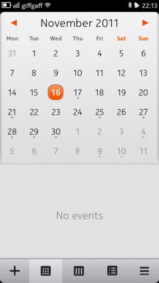 Nokia N9 screenshot   calendar