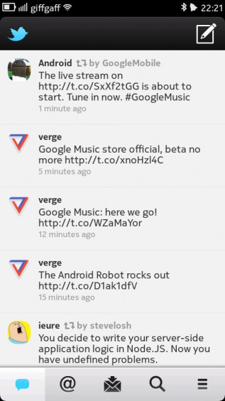 Nokia N9 screenshot   Twitter app