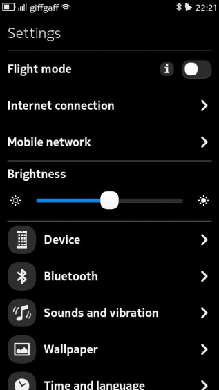 Nokia N9 screenshot   settings menu