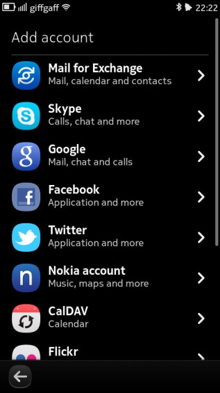 Nokia N9 screenshot   online accounts