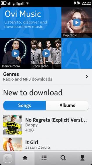 Nokia N9 screenshot   Ovi Music store