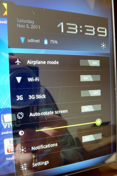 Archos 80 G9   settings menu