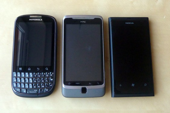 Motorola Pro+ vs. HTC Desire Z vs. Nokia Lumia 800