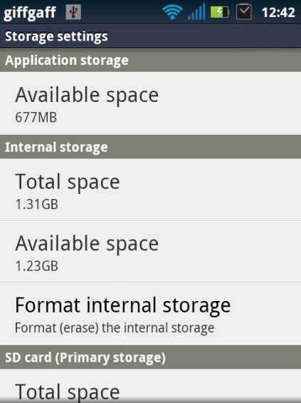 storage settings