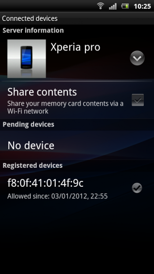 SE Xperia pro screenshot   dlna server