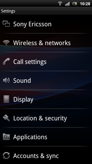 SE Xperia pro screenshot   settings