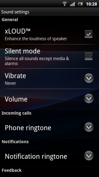 SE Xperia pro screenshot   settings sound