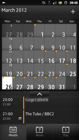 SXS screenshot calendar