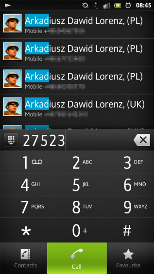 SXS screenshot dialer