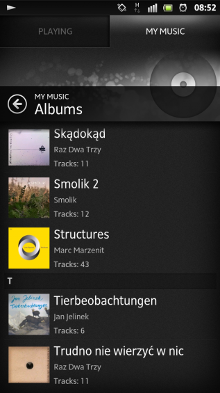 SXS screenshot music albums