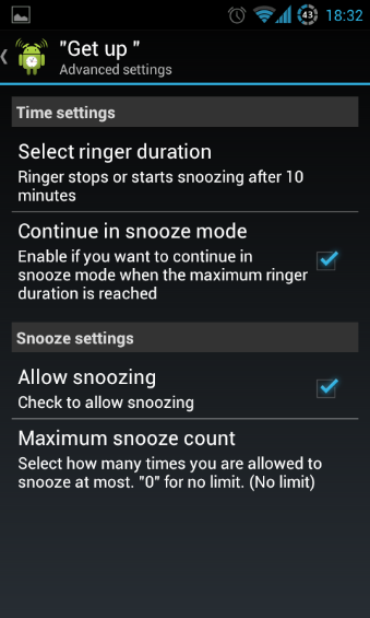 Time and Snooze Settings