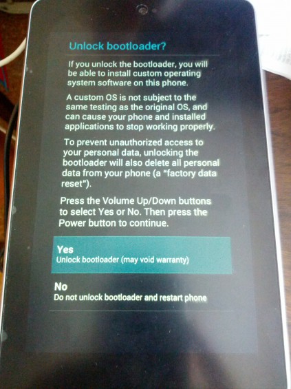 Unlock bootloader screen