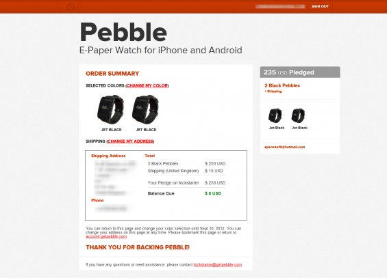 Pebble   Order Summary