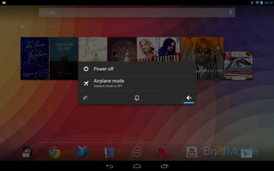 nexus 10 power options