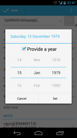 december missing contact with birthday set