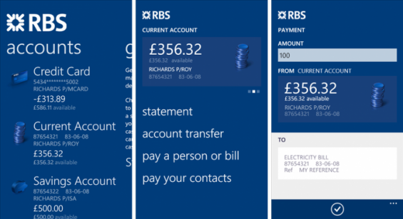 RBS App screens