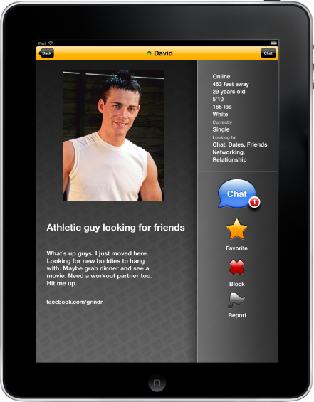 Grindr 1.5 on iPad screenshot  Profile