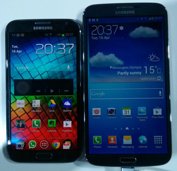 Samsung Galaxy Mega vs Note II