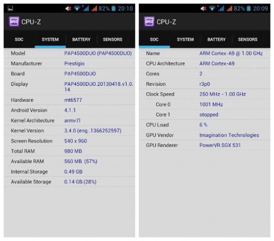 Prestigio 4500 CPU Z