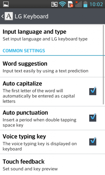 LG L7 Keyboard Settings