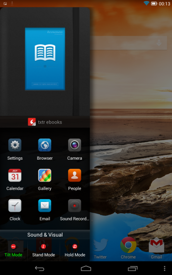 Lenovo Yoga 8 quick launcher screenshot