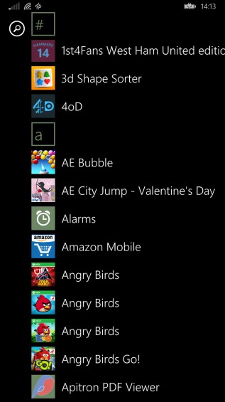 wp8.1 app list