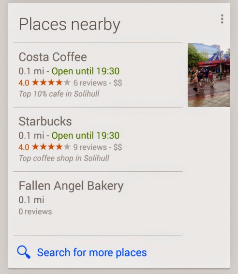 Google Now Places Nearby