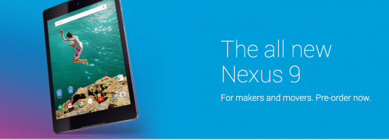 Nexus 9 pre order at the play store