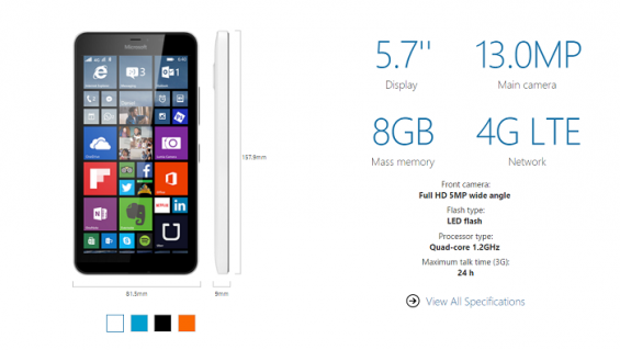 Lumia 640 XL Spec 700px