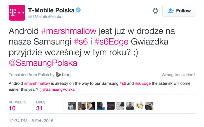 t mobile Poland Marshmallow update galaxy