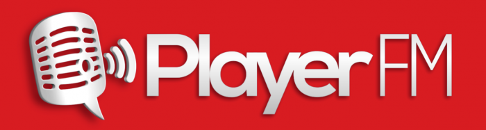 playerfm logo white on red