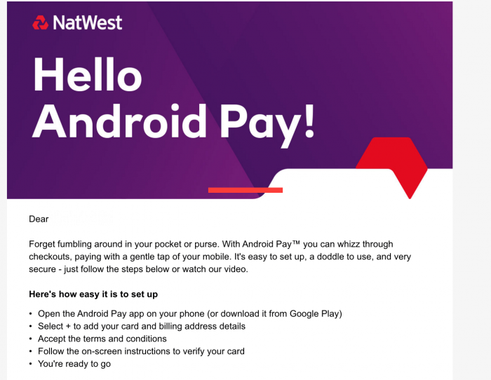 android pay for natwest bank