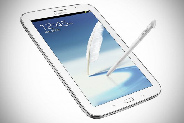 Samsung GALAXY Note 8 0 Tablet White quarter Front with S Pen