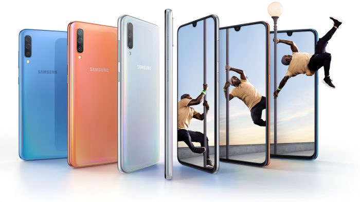 Galaxy A70 Lifestyle KV combo bluecoralwhite 2P1