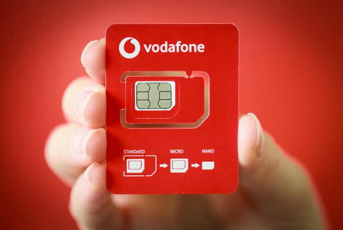 Vodafone shrink SIM card packaging