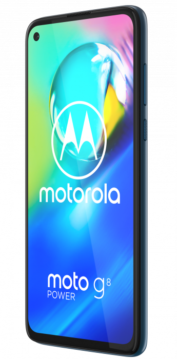 Moto G8 Power ROW   Capri Blue  DYN FRONTSIDE RIGHT