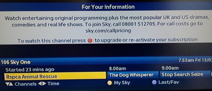 Ditching Sky. What youre left with after the subscription ends..