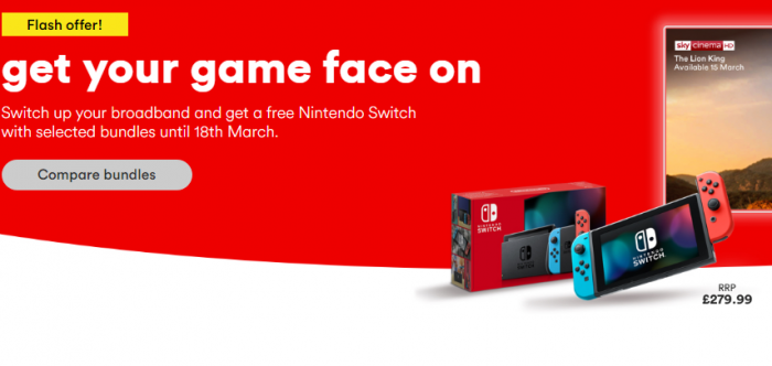 Stuck at home with the kids? Get a free Nintendo Switch with Virgin Media