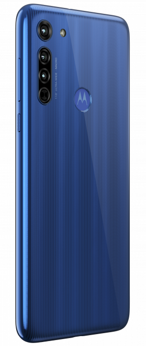 moto g8 ROW Neon Blue DYN BACKSIDE RIGHT