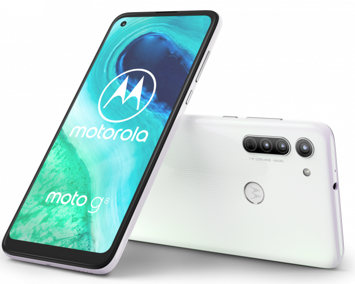 moto g8 ROW Pearl White LAYDOWN COMBO