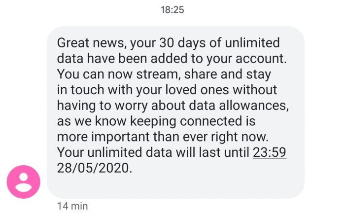 Free unlimited data for Vodafone customers