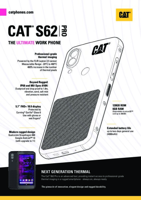 Cat S62 Pro Spec Sheet