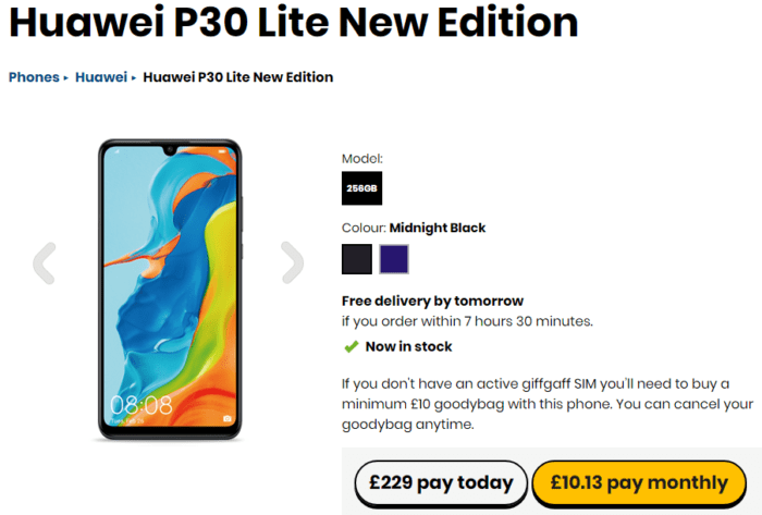 giffgaff add the Huawei P30 Pro New Edition, the Oppo Find X2 Lite 5G and the Oppo A72